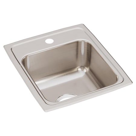Elkay Sink, Stainless Steel, 17.5 in W x 15 in L x 7.625 in H LRQ15171